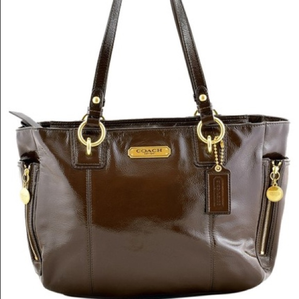 Coach Gallery Brown Patent Leather Tote